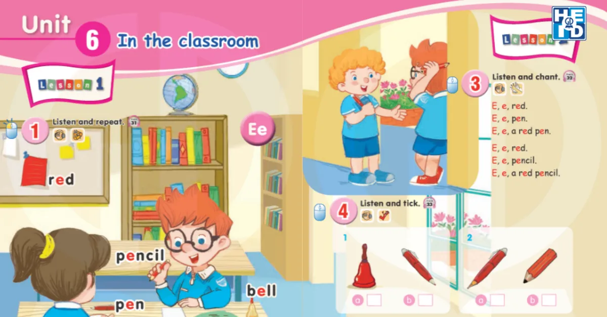 Unit 6 - In the classroom từ vựng tiếng anh lớp 1