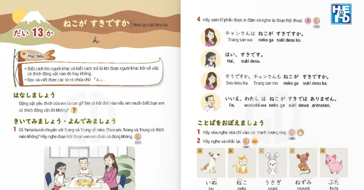Bài 13 - Neko ga suki desu ka - Từ vựng tiếng nhật lớp 3