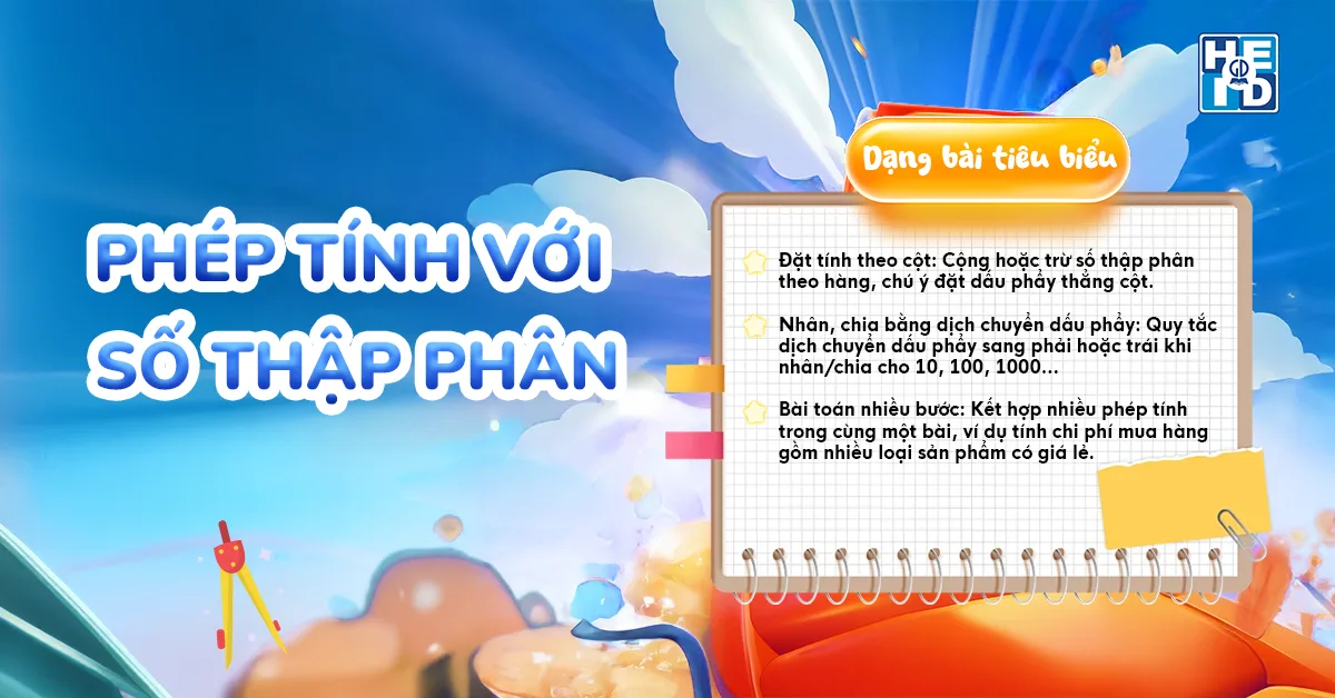 Dạng bài tiêu biểu của phép tính với số thập phân - bài tập toán tư duy lớp 5