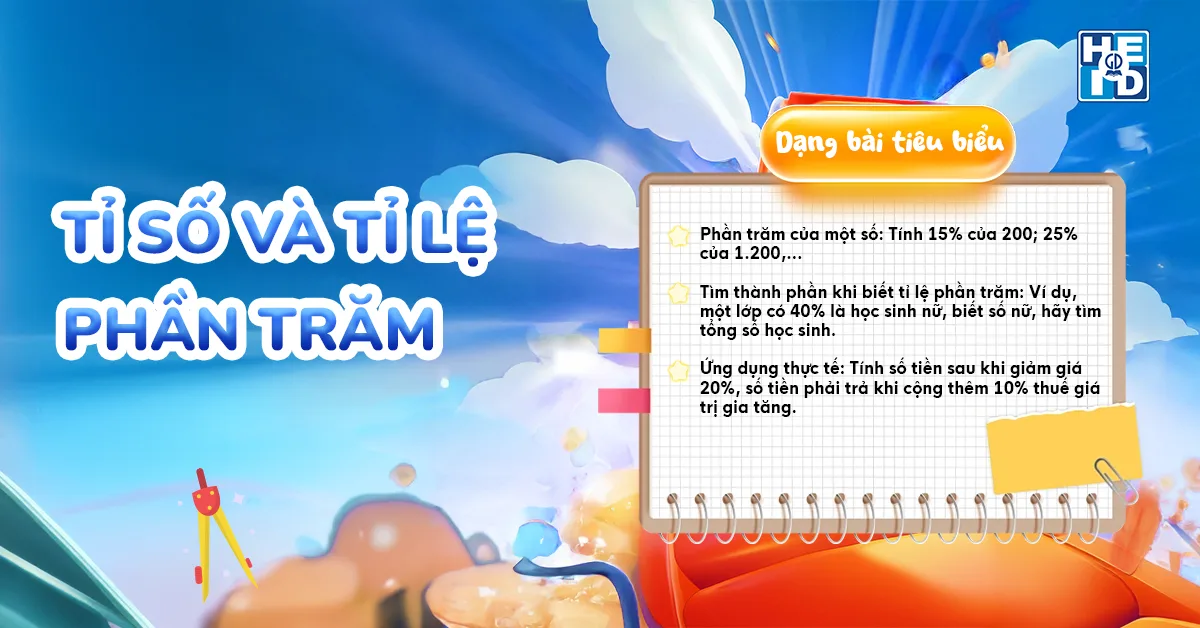 Dạng bài tiêu biểu của tỉ số và tỉ lệ phần trăm - bài tập toán tư duy lớp 5