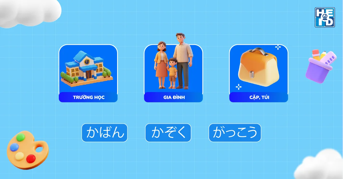 Trò chơi Ghép cặp hoàn hảo - từ vựng tiếng Nhật lớp 4