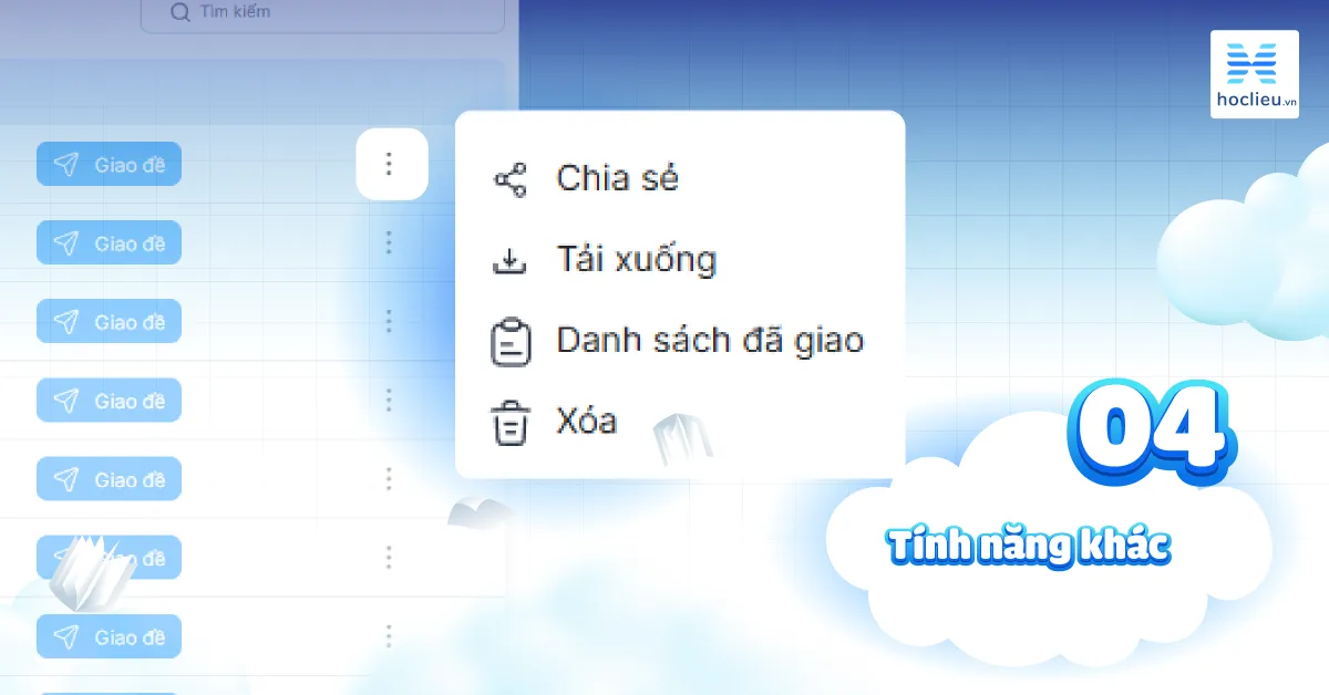 Một số tính năng khác - ngân hàng đề thi tiếng anh
